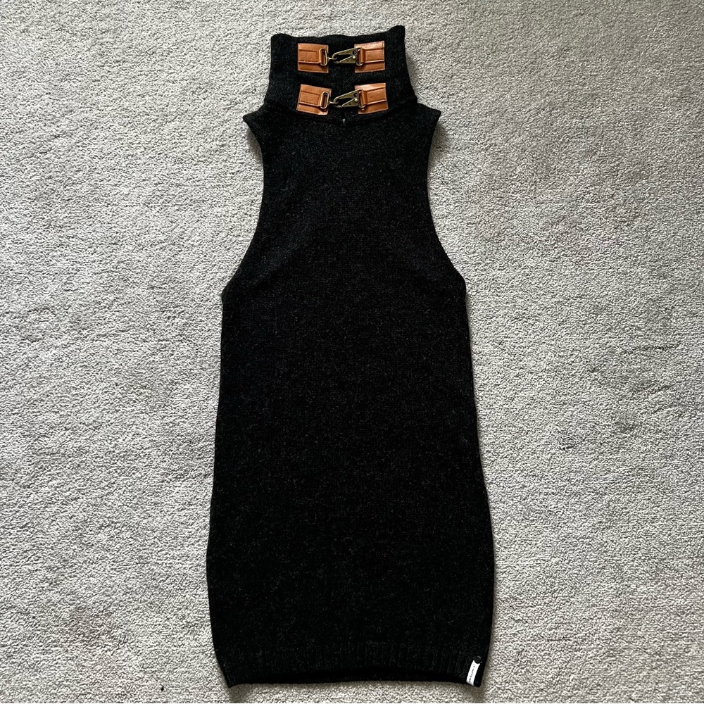 One Teaspoon Cozy Hollow Leather Brass Buckle Turtleneck Knit Dress